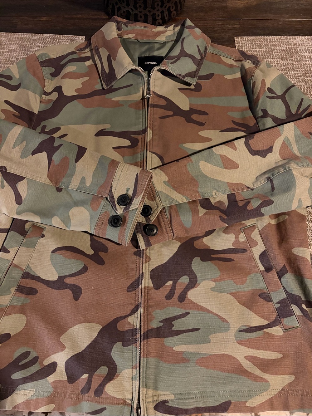 Express Men's Camo Zip Jacket - Brown & Green